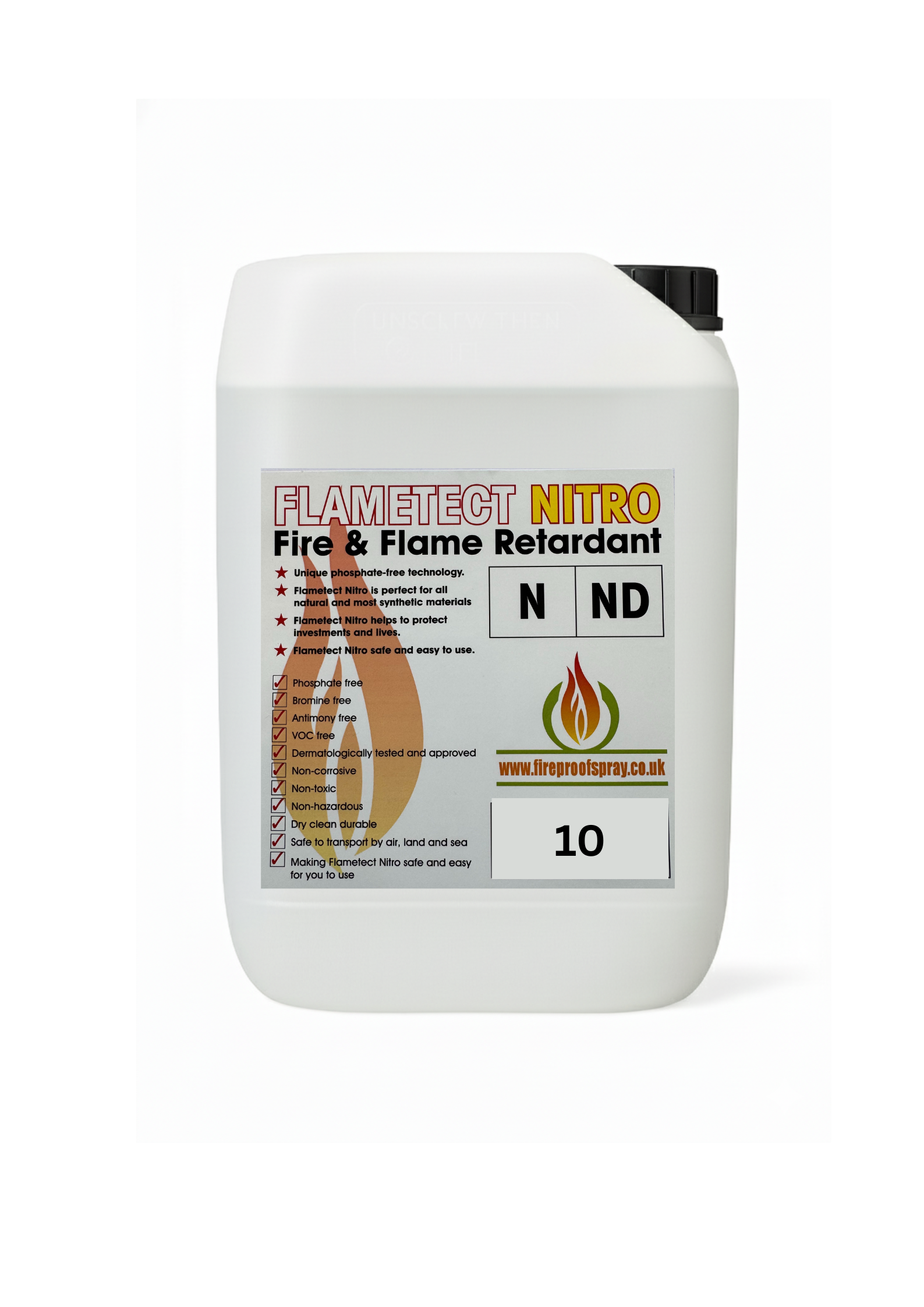 Flametect Nitro D water-resistant fire retardant 10 litre container