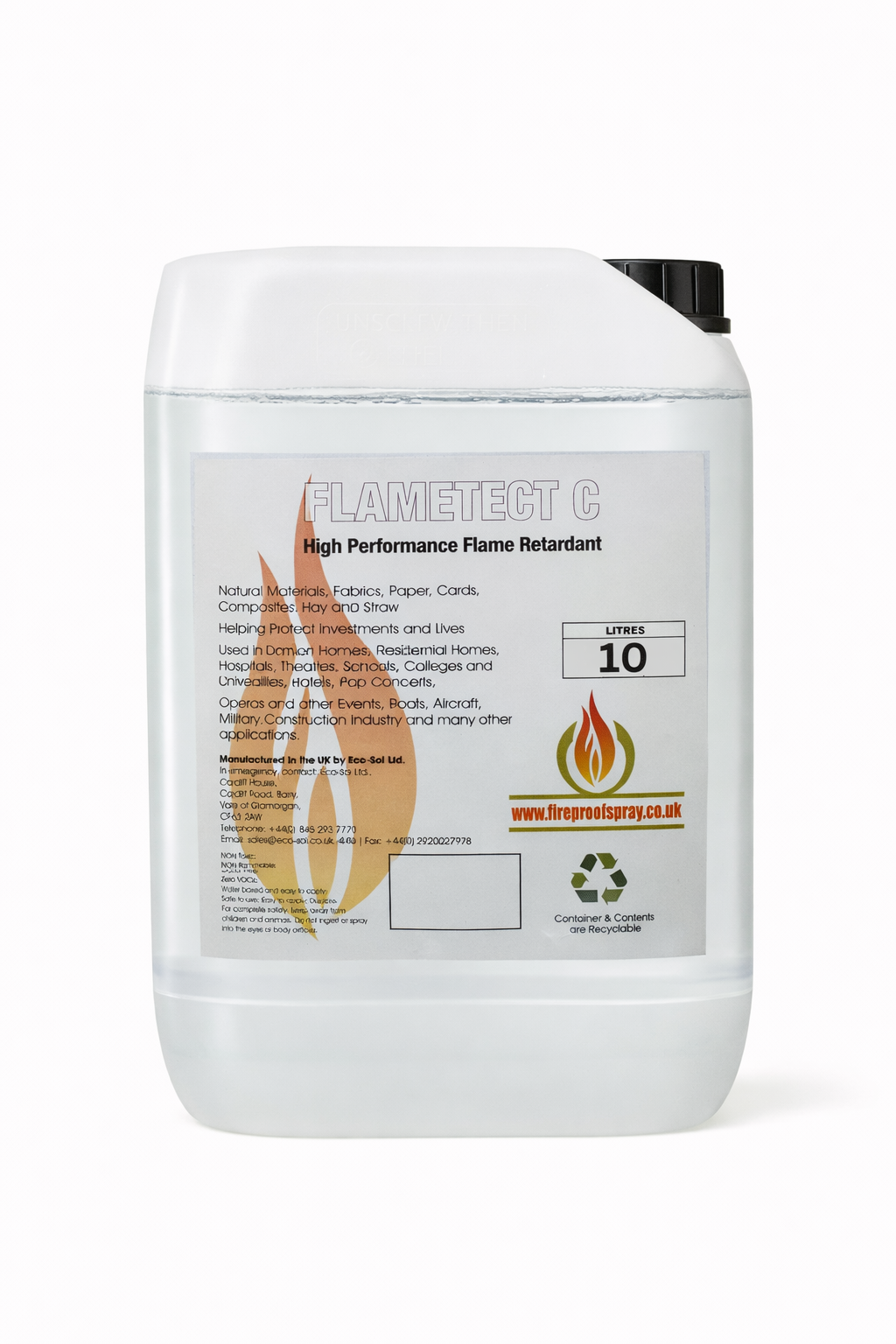 Flametect C fire retardant spray application on upholstery
